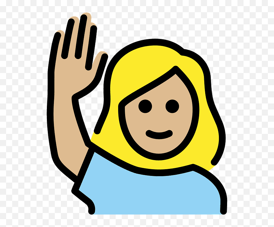 Woman Raising Hand Emoji Clipart Free Download Transparent - Una Persona Levantando La Mano,Hello Emoji