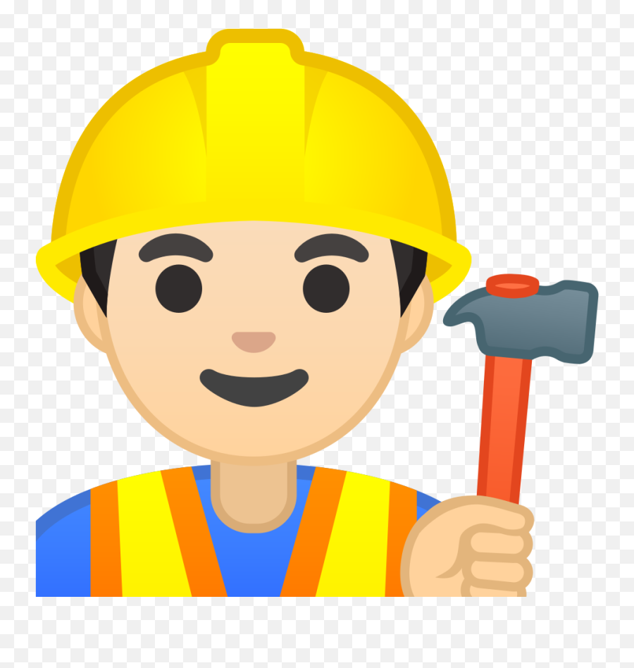 Man Construction Worker Light Skin Tone Icon - Construction Worker Hat Cartoon Emoji,Man Emoji