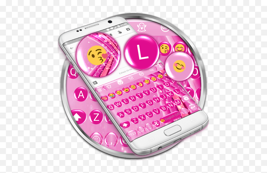 Sparkling Pink Emoji Keyboard Theme - Mobile Phone,Pink Emoji Keyboard