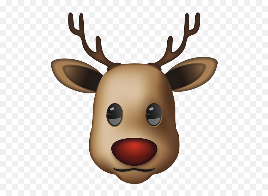 Reindeer Face With Red Nose - Face Reindeer Emoji,Rudolph Emoji