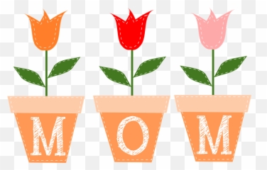 Tulips Flowers Pots - Mothers Day Clipart Emoji