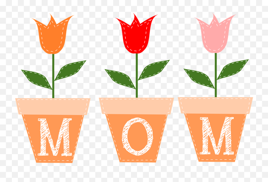 Tulips Flowers Pots - Flower Mothers Day Clipart Emoji,Mother's Day Emojis