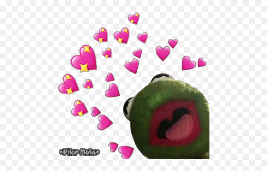 Rana Rene Con Corazones Stickers For - Hearts Kermit The Frog Emoji,Corazones Emoji