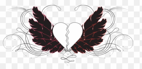 Emo Heart Drawing Realistic - Broken Heart With Wings Png Emoji,Emo Emoticons