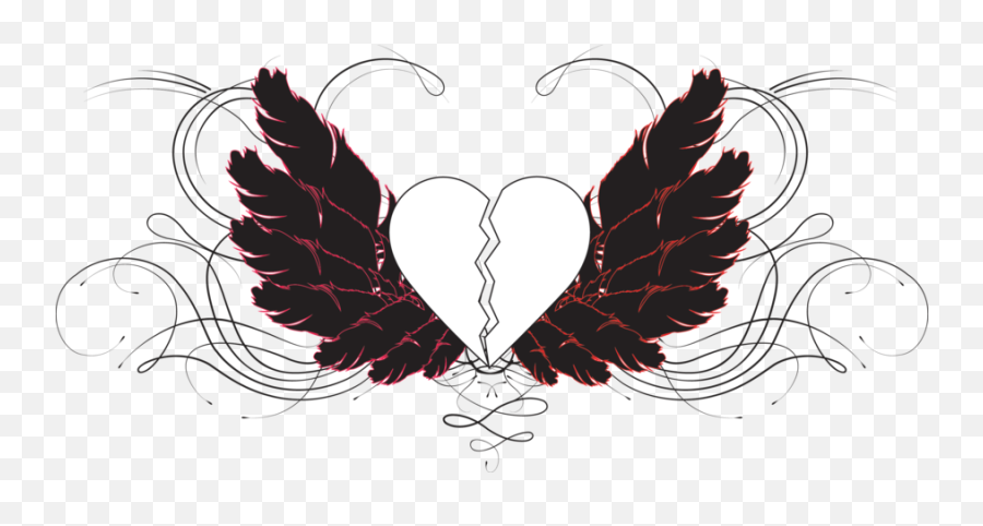 Emo Heart Drawing Realistic - Broken Heart With Wings Png Emoji,Emo Emoticons
