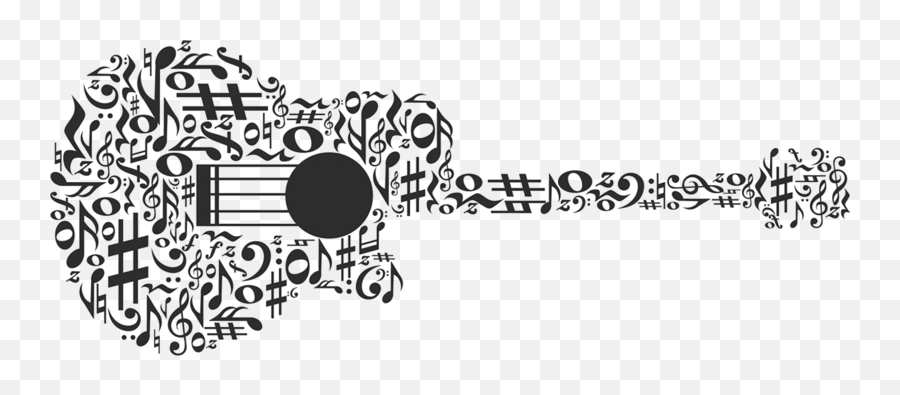 Note Guitar Notes Musical Illustration - Clipart Black And White Acoustic Black And White Clipart Guitar Emoji,Musical Notes Emoticon