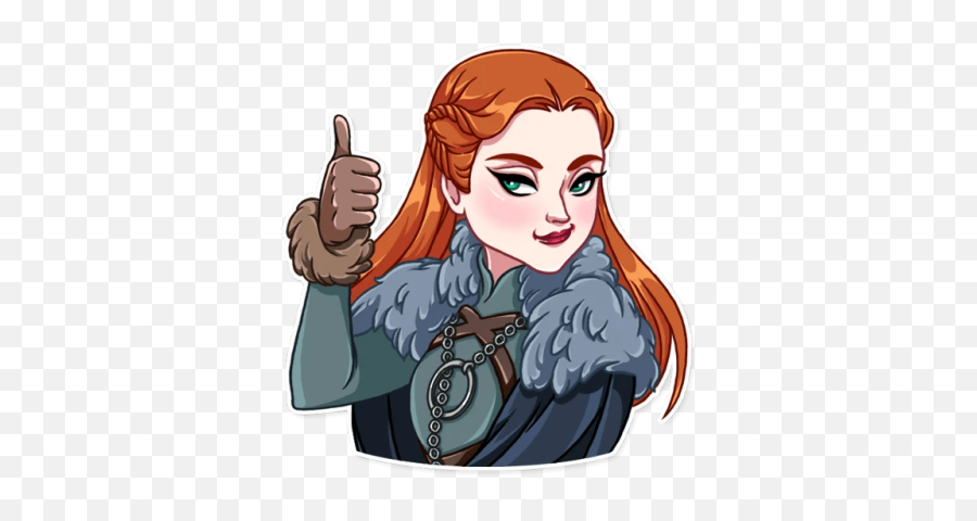 The Queen In The North Girl And Dog Bear Wallpaper Cartoon - Sansa Stark Stickers Telegram Emoji,Emoji Queen