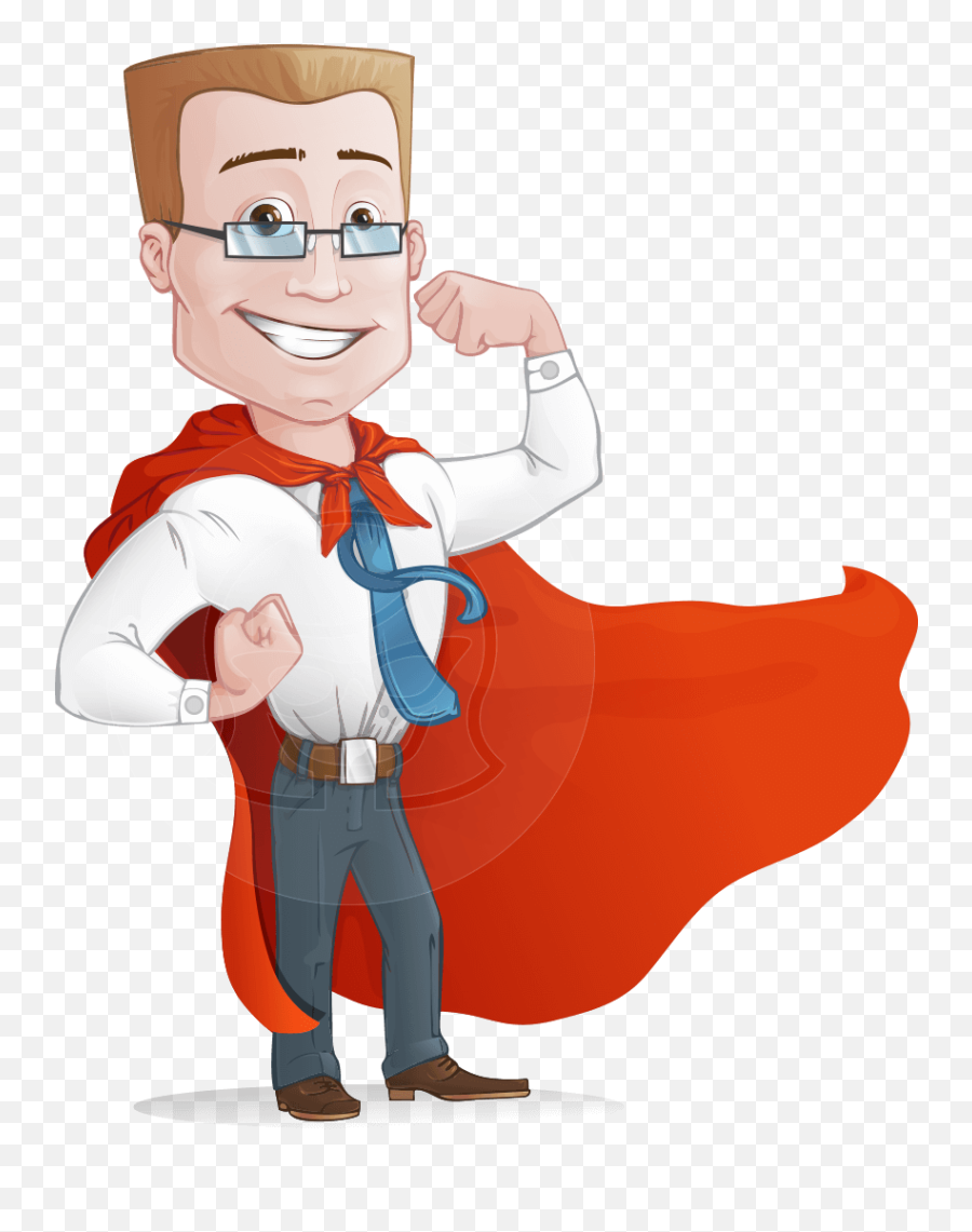 Businessman With Superhero Cape Cartoon - Clipart Subject Matter Expert Emoji,Superhero Cape Emoji