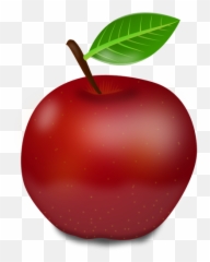 Fotorealistisk Rød Eple Med Grønne Blad Vector Illustrasjon - Png Clipart Apple Food Emoji,Squirrel Emoji