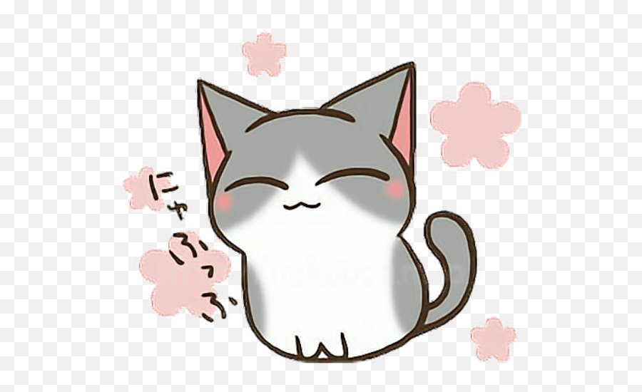 Japanese Japan Cat Hanami Sakura Flower - Kawaii Japanese Cat Cartoon Emoji,Cat  Japanese Emoji - free transparent emoji 