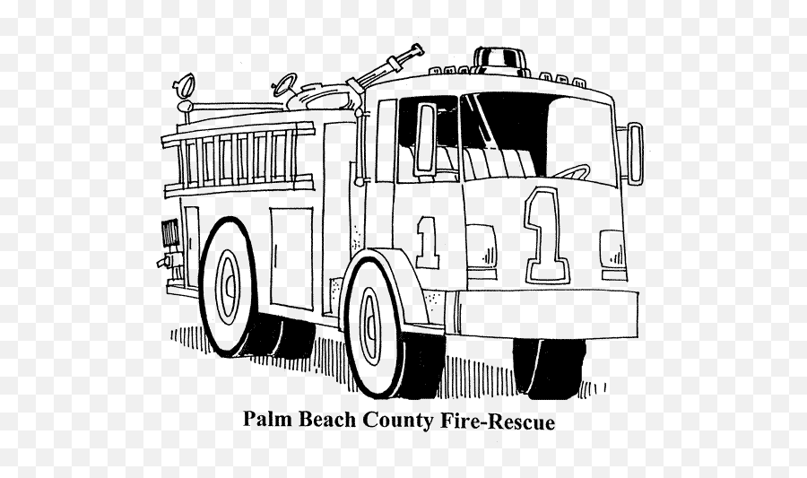 Peterbilt Vector Coloring Page Picture - Printable Fireman Color Page Emoji,Firetruck Emoji