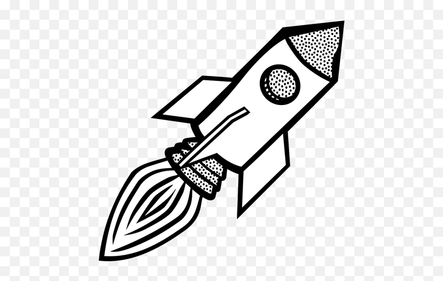 Line Art Vector Image Of Space Rocket - Rocket Clip Art Black And White Emoji,Moon And Stars Emoji