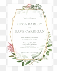 Botanical Wedding Invitation Template with Geometric Frame - Templates Emoji