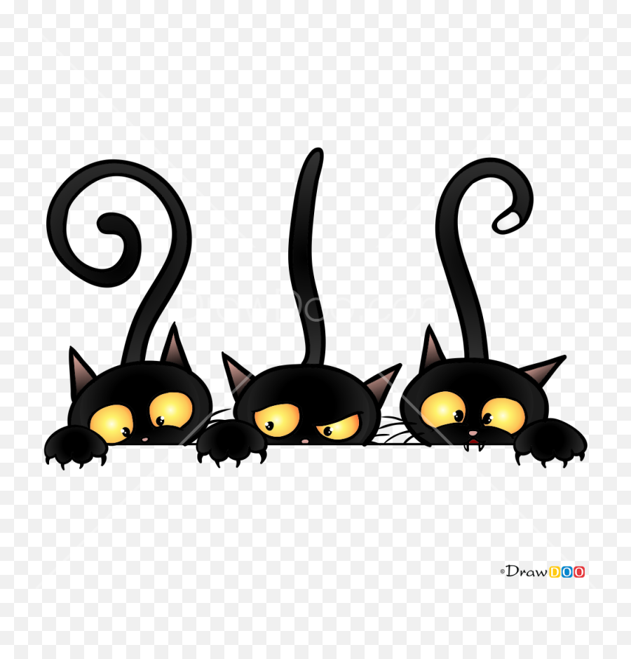 How To Draw Black Cats Halloween - Black Cat Halloween Drawing Emoji,Black Cat Emoji
