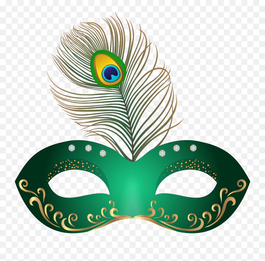 Green Carnival Mask Clip Art Image - Transparent Carnival Mask Emoji,Laughing Emoji Mask
