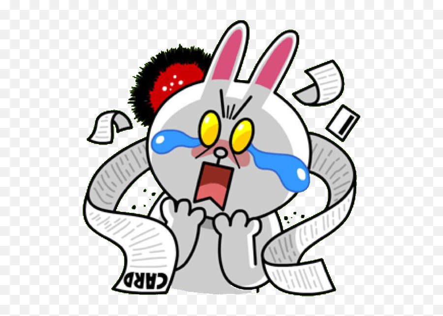 Cony Astonished By Her Lengthy Card Bills Line Sticker - Line Characters Shopping Special Emoji,Astonished Emoji