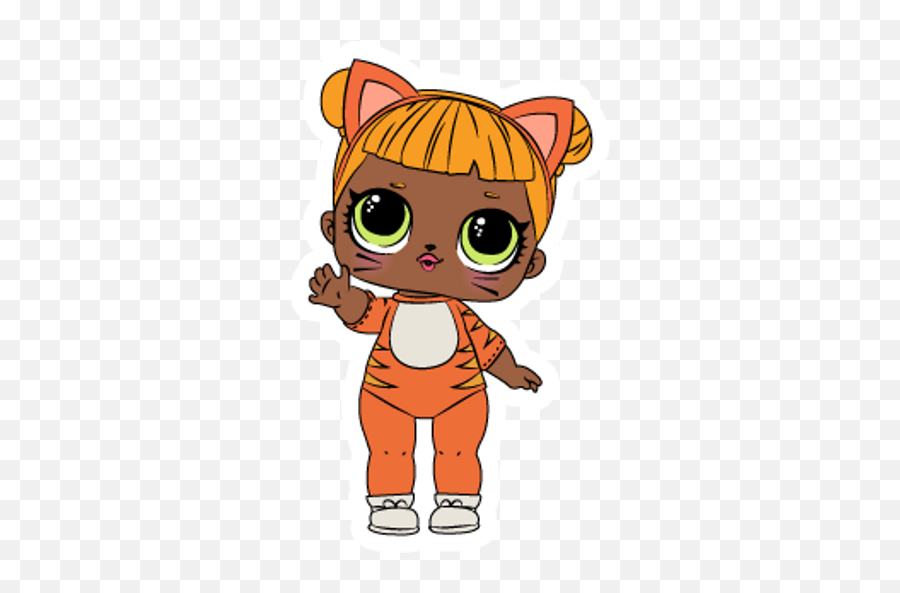 Lol Doll Tiger Sticker - Baby Cat Lol Doll Emoji,Tiger Flag Emoji