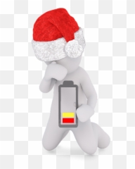Santa Hat Christmas Battery - Holiday Depression Is Real Emoji