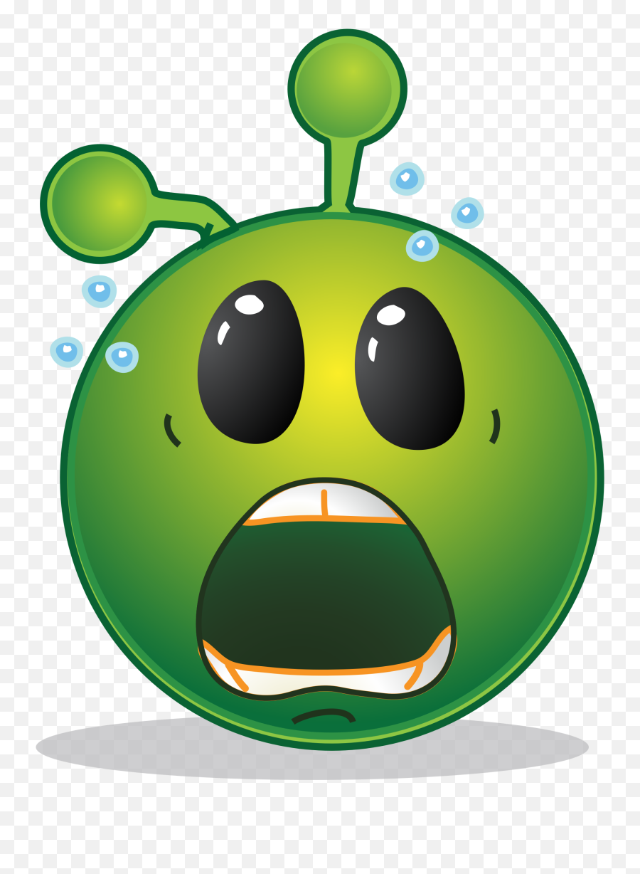 Smiley Green Alien Scary Ohh - Emoticonos Extraterrestres Emoji,Scared Emoticon
