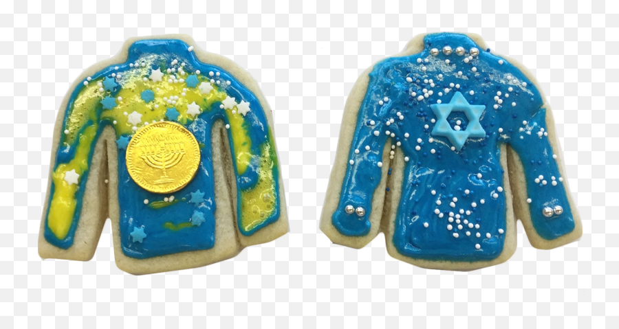 Hanukkah Ugly Sweater Cookies U2013 Wwwbrookiescookiesnyccom - Birthday Cake Emoji,Emoji Christmas Sweater