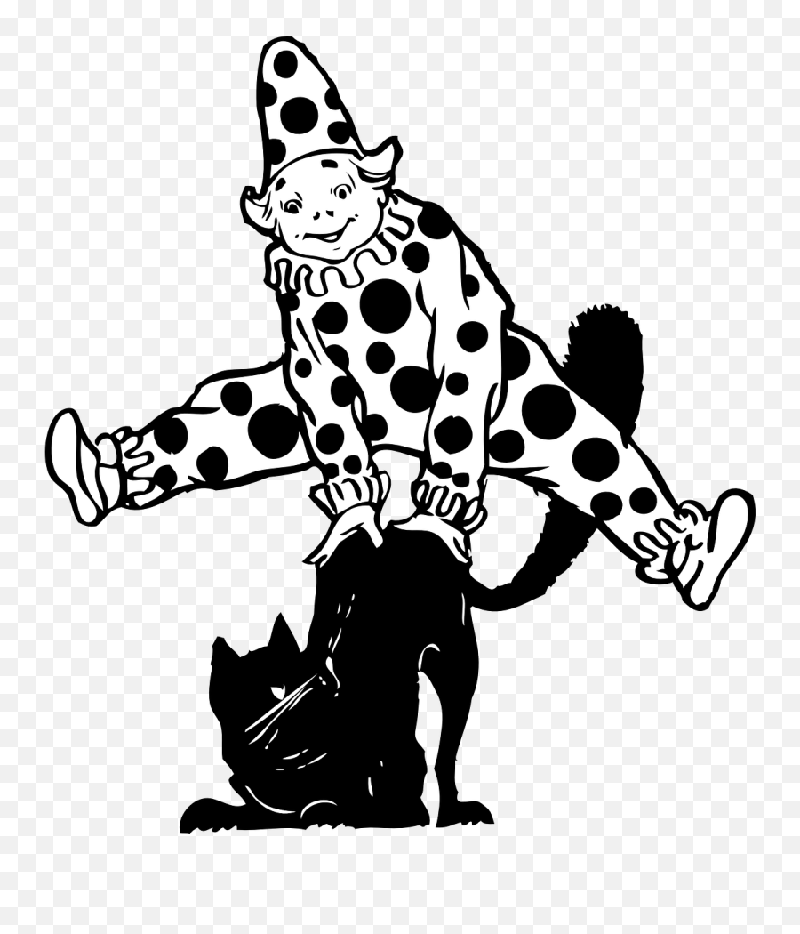 Clown Joker Cat Jumping Over - Jump Clown Clip Art White And Black Emoji,Emoji Graduation Party