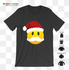 Santa Smiley Face Christmas Shirt Mustache Red Hat Emoji