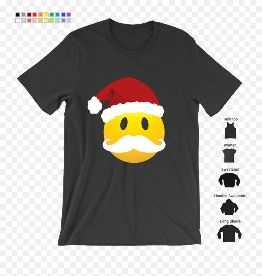 Santa Smiley Face Christmas Shirt Mustache Red Hat Emoji,Emoji With Santa Hat