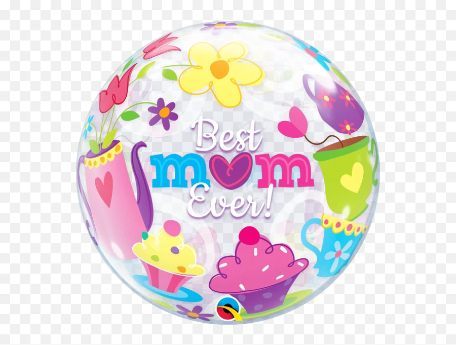 Mothers Day Best Mom Ever Tea Time Bubbles Balloon - Qualatex Bubbles Day Balloons Emoji,Frog And Tea Emoji
