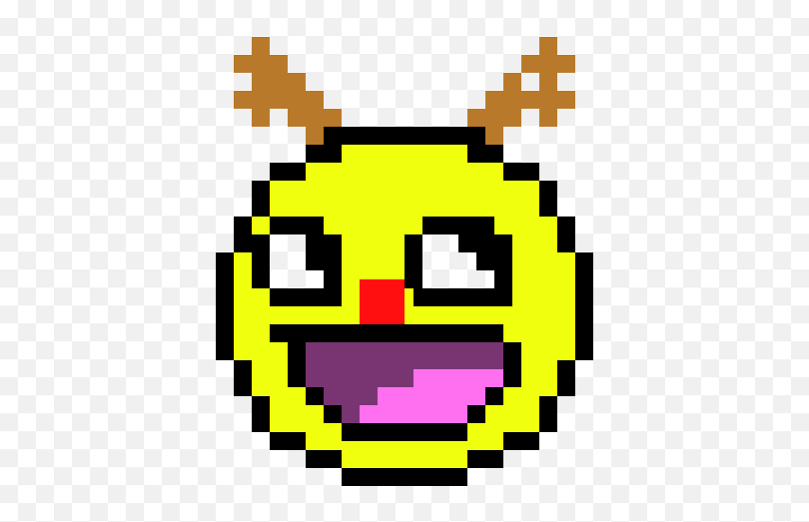 Epic Face Reindeer - Pixel Smiley Face Png Emoji,Reindeer Emoticon