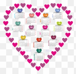 Calendar 2018 Heart Colorful - Love Symbol White Background Emoji