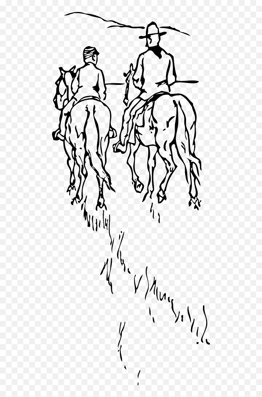 Cowboys Ride Horses Men Away - Horse Riding Away Clipart Emoji,Old Man Boy Ghost Emoji