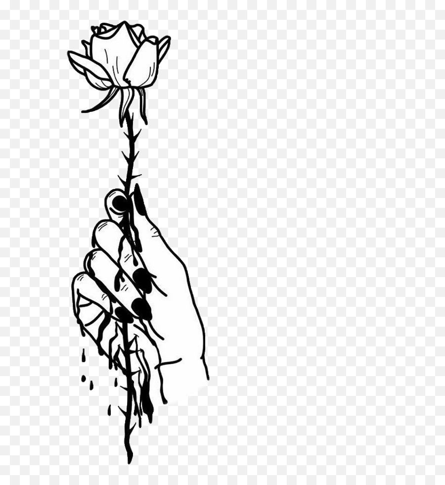 Sad Deadrose Blackandwhite Hand - Png Black And White Emoji,Dead Rose Emoji
