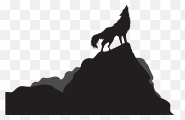 Howling Wolf on Mountain Black Silhouette Free SVG File - On Svg Emoji