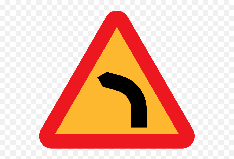 Bend To Left Traffic Sign Vector Image - Traffic Sign Emoji,Traffic Light Caution Sign Emoji