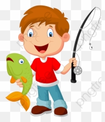 Cartoon Boy Fishing Transparent - Kids Clip Art Emoji