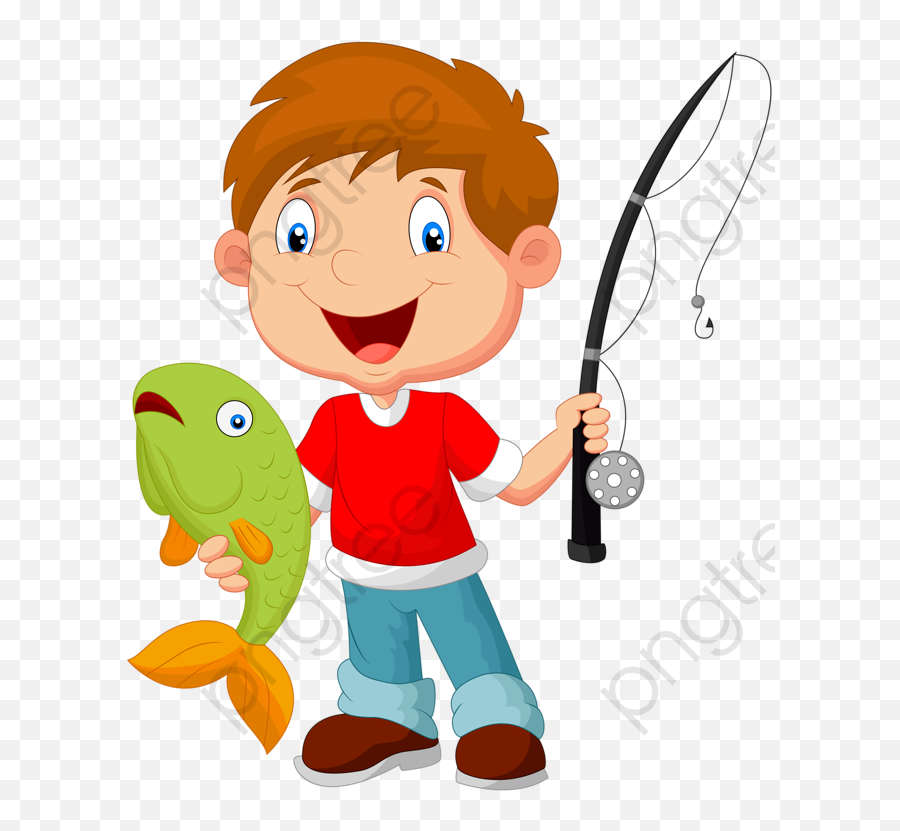 Cartoon Boy Fishing Transparent - Kids Fishing Clip Art Emoji,Boy Fishing Pole Fish Emoji