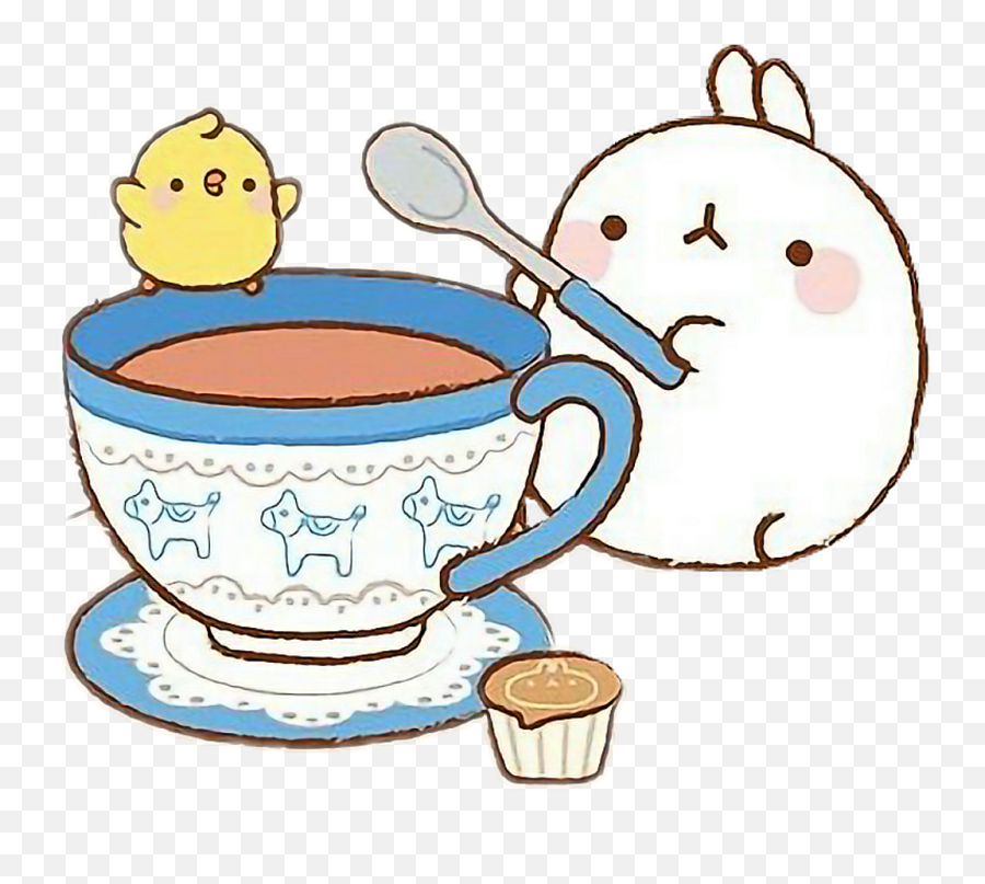 Japan Sticker - Molang Tea Clipart Full Size Clipart Kawaii Tea Cups Drawing Emoji,Teacup Emoji