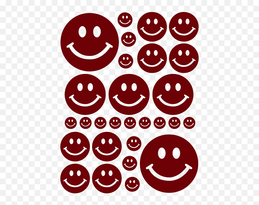Smiley Face Wall Decals In Maroon - Maroon Smiley Face Emoji,Smiley Faces Emoticons Text