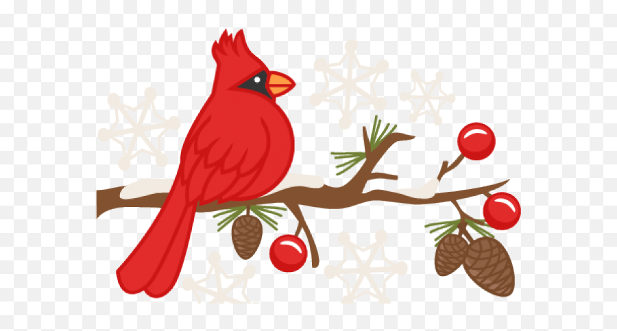 Cardinal Clipart Scrapbook - Winter Cardinal On A Branch Clip Art Emoji,Cardinal Bird Emoji