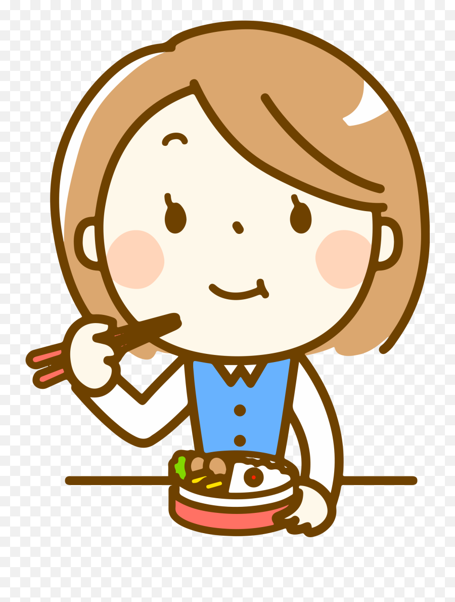 Woman Eating Bento - Girl Eating Clipart Png Download Eating Bento Clipart Emoji,Woman And Pig Emoji