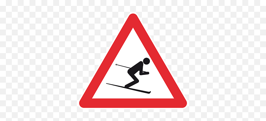 Warning Skier Sticker - Go Straight And Turn Right Emoji,Ski Emoji