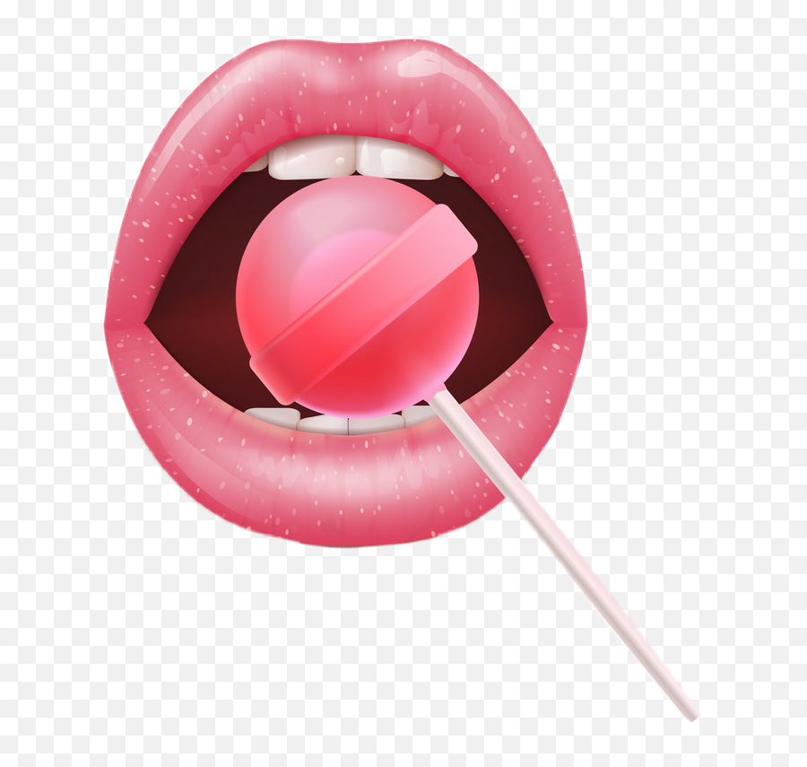 Lips Lollipop Sticker - Lips With Lollipop Emoji,Emoji Lollipop Lips