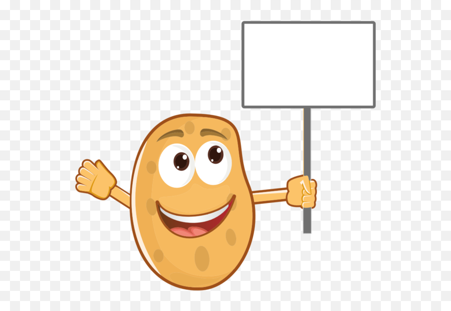 Bread Smile Emoticon Happiness Clipart - Cartoon Potato Holding A Sign Emoji,Food Emoticon