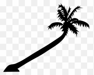 Caribbean Beach Palm - Bent Palm Tree Silhouette Emoji,Caribbean Flag Emoji