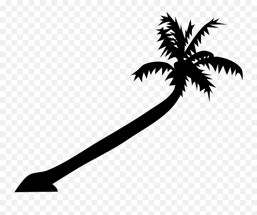 Caribbean Beach Palm - Bent Palm Tree Silhouette Emoji,Caribbean Flag Emoji