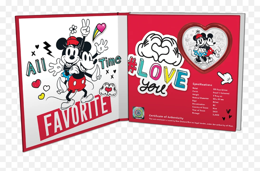 Disney Love 2021 U2013 Ultimate Couple 1oz Silver Coin - Cartoon Emoji,Emoji Level 55