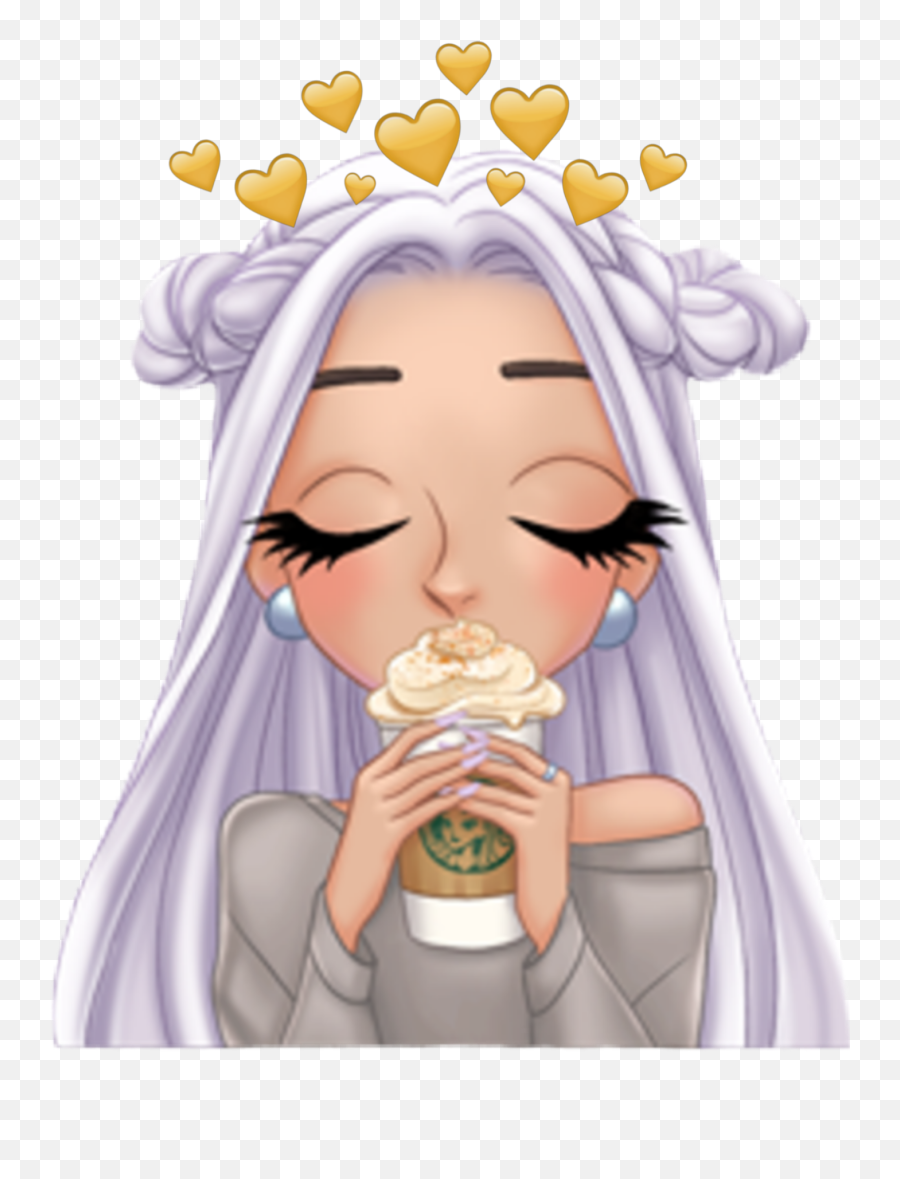 Arianagrande Starbucks Sticker - Cute Animated Ariana Grande Emoji,Starbucks Coffee Emoji