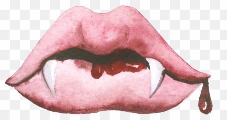 Lips Vampire Fangs Blood Sticker - Care Emoji