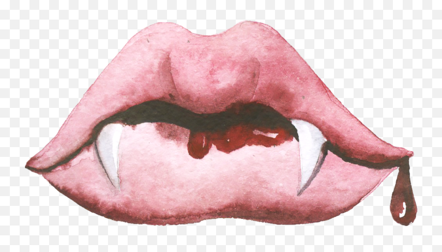 Lips Vampire Fangs Blood Sticker - Lip Care Emoji,Fangs Emoji