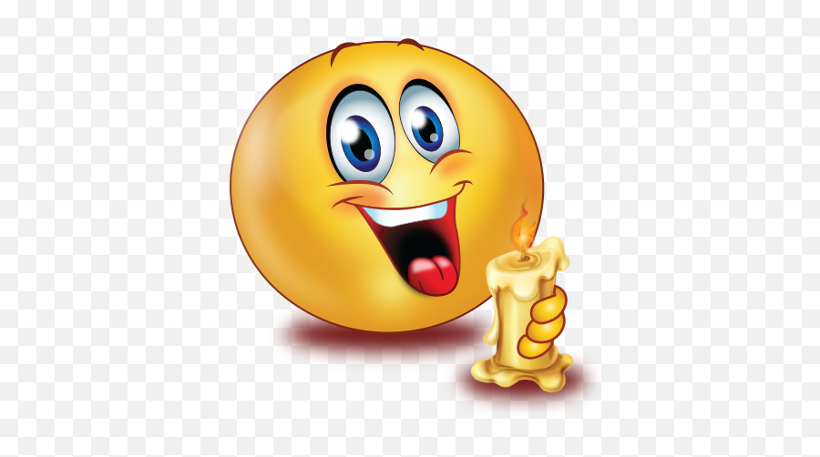 Happy Big Smile Holding Candle Emoji - Party Emoji,Emoji Candle